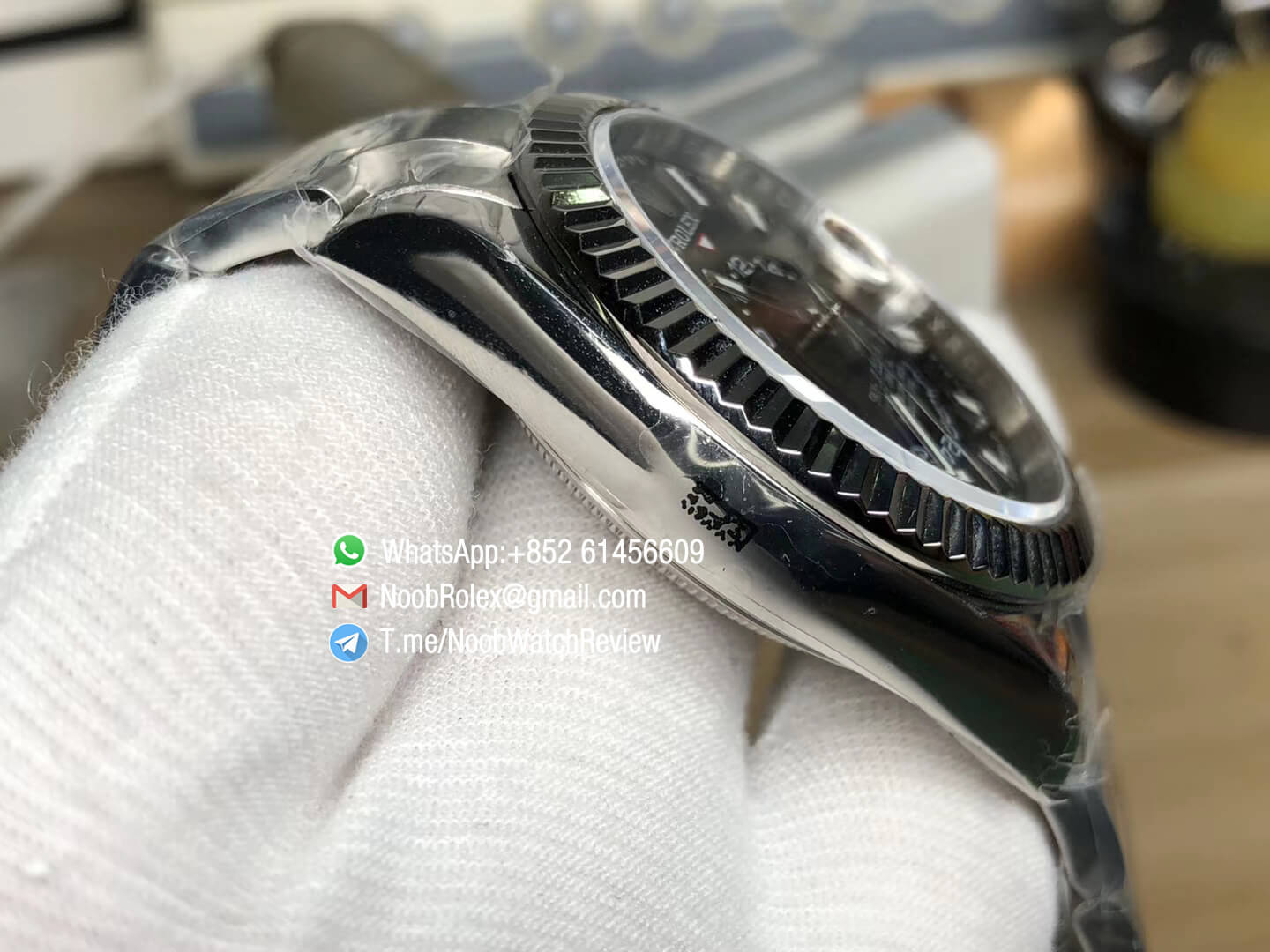 Noob Watches Top Replica Sky Dweller 326934 Steel Case Black Dial on Steel Bracelet Asian 9001 Movement Manual Month Display 06