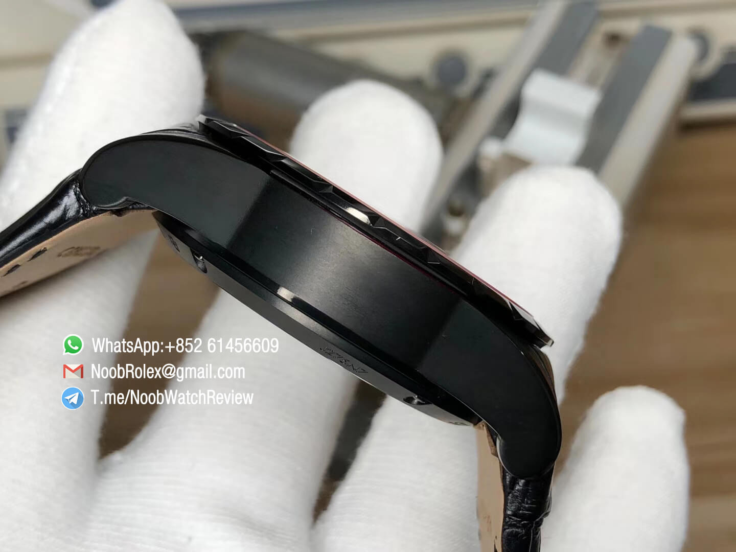 TBF Clone Roger Dubuis Excalibur DBEX0542 DLC Coated Steel Case Black Dial with Roman Markers Caliber RD640 Black Leather Strap 05