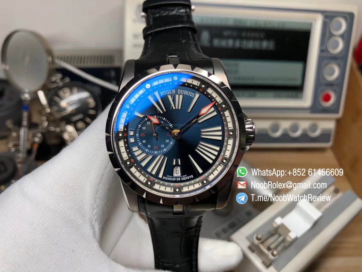 TBF Top Quality Replica Roger Dubuis Excalibur DBEX0543 Blue Dial with Roman Markers Caliber RD640 01