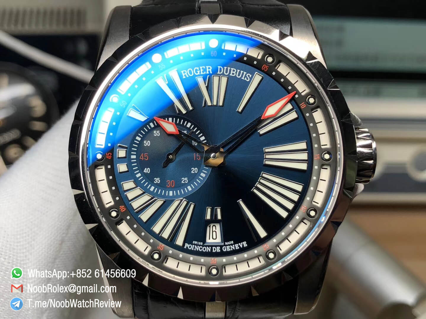 TBF Top Quality Replica Roger Dubuis Excalibur DBEX0543 Blue Dial with Roman Markers Caliber RD640 02