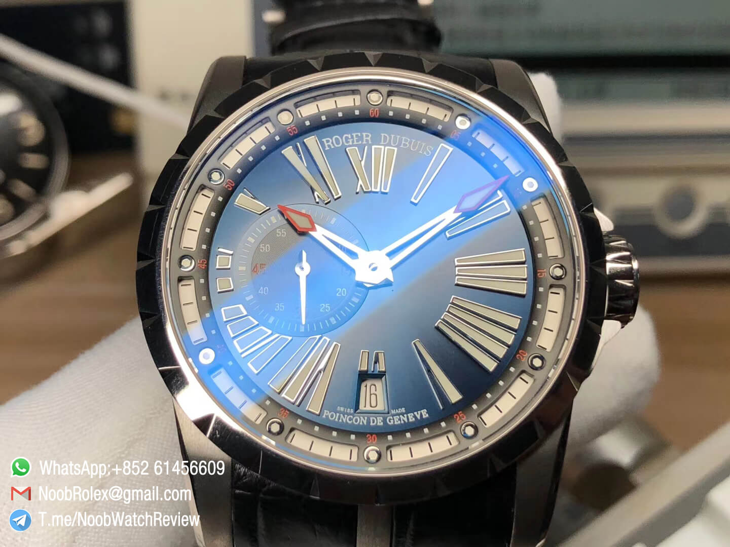 TBF Top Quality Replica Roger Dubuis Excalibur DBEX0543 Blue Dial with Roman Markers Caliber RD640 03