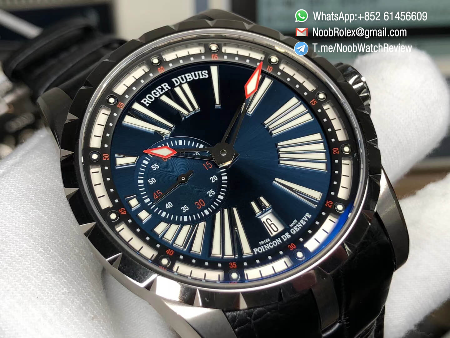 TBF Top Quality Replica Roger Dubuis Excalibur DBEX0543 Blue Dial with Roman Markers Caliber RD640 04