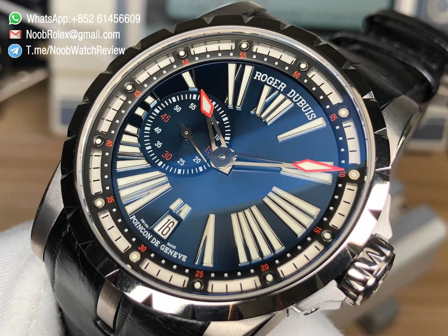 TBF Top Quality Replica Roger Dubuis Excalibur DBEX0543 Blue Dial with Roman Markers Caliber RD640 06