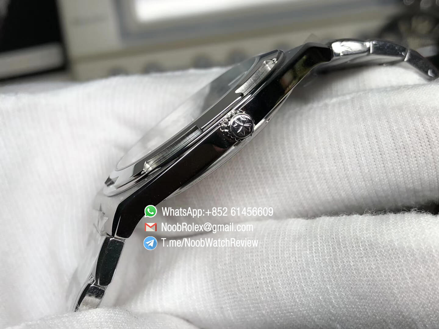 XF Sup Clone Overseas Ultra Thin 2000V Grey Dial with Stick Markers Superlume on Steel Case Bracelet A1120 04