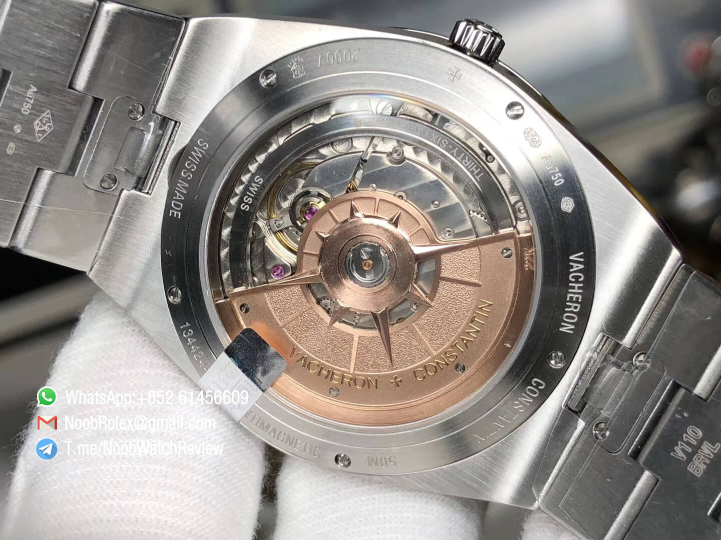 XF Sup Clone Overseas Ultra Thin 2000V Grey Dial with Stick Markers Superlume on Steel Case Bracelet A1120 08