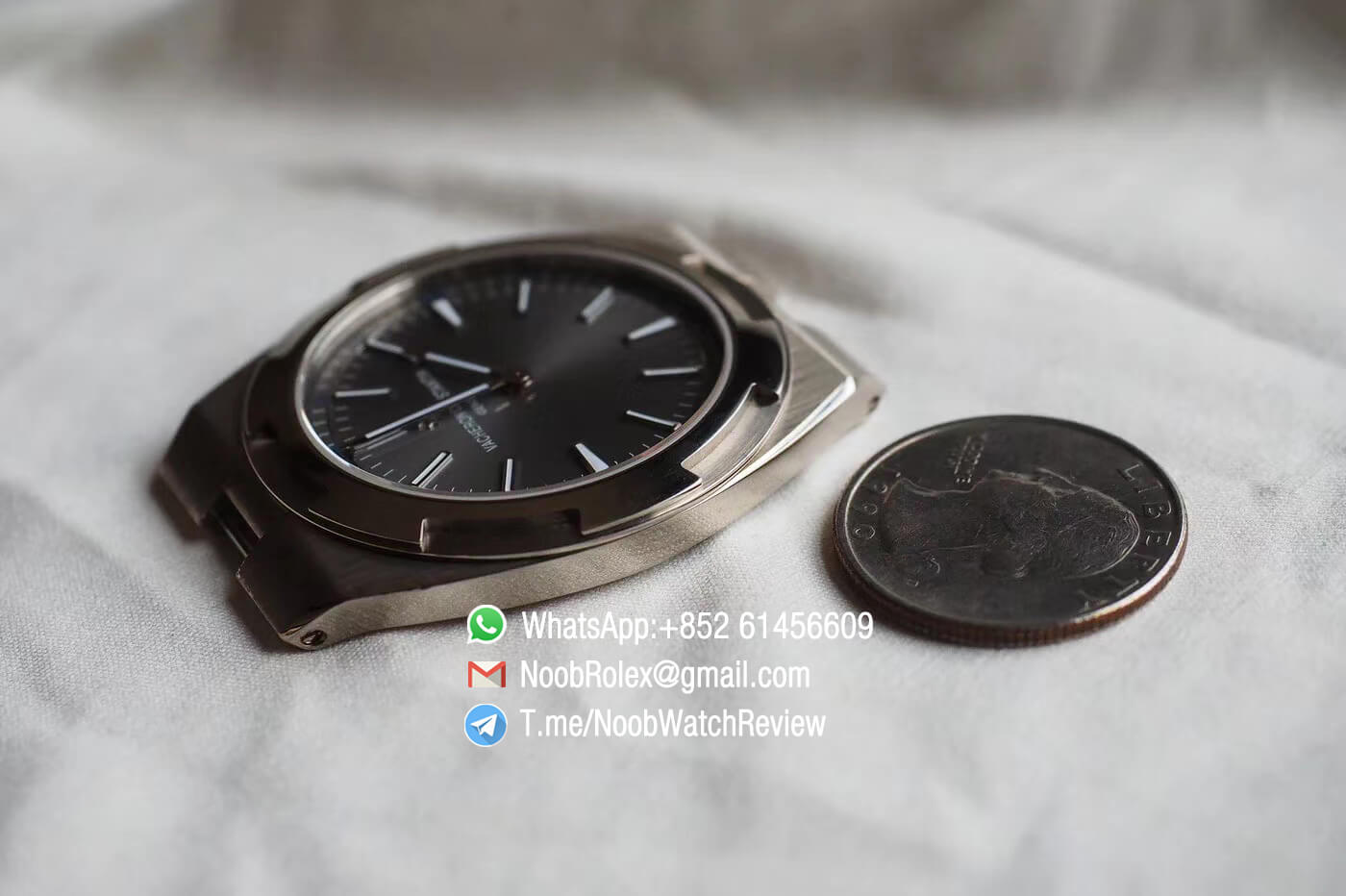 XF Sup Clone Overseas Ultra Thin 2000V Grey Dial with Stick Markers Superlume on Steel Case Bracelet A1120 10