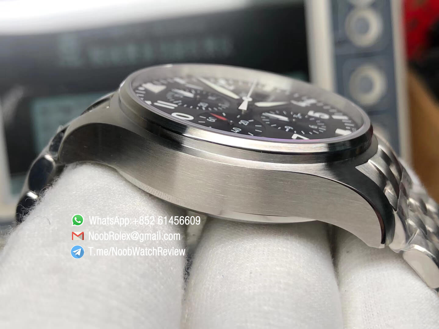 ZF V2 IWC Pilot Chrono IW377710 Black Dial on Steel Case Bracelet A7750 Swiss Watch Replica Manufacturer 04