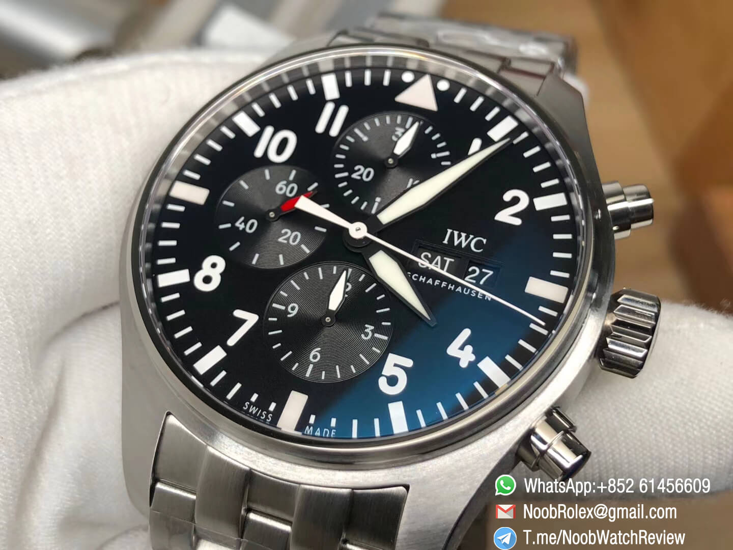 ZF V2 IWC Pilot Chrono IW377710 Black Dial on Steel Case Bracelet A7750 Swiss Watch Replica Manufacturer 05