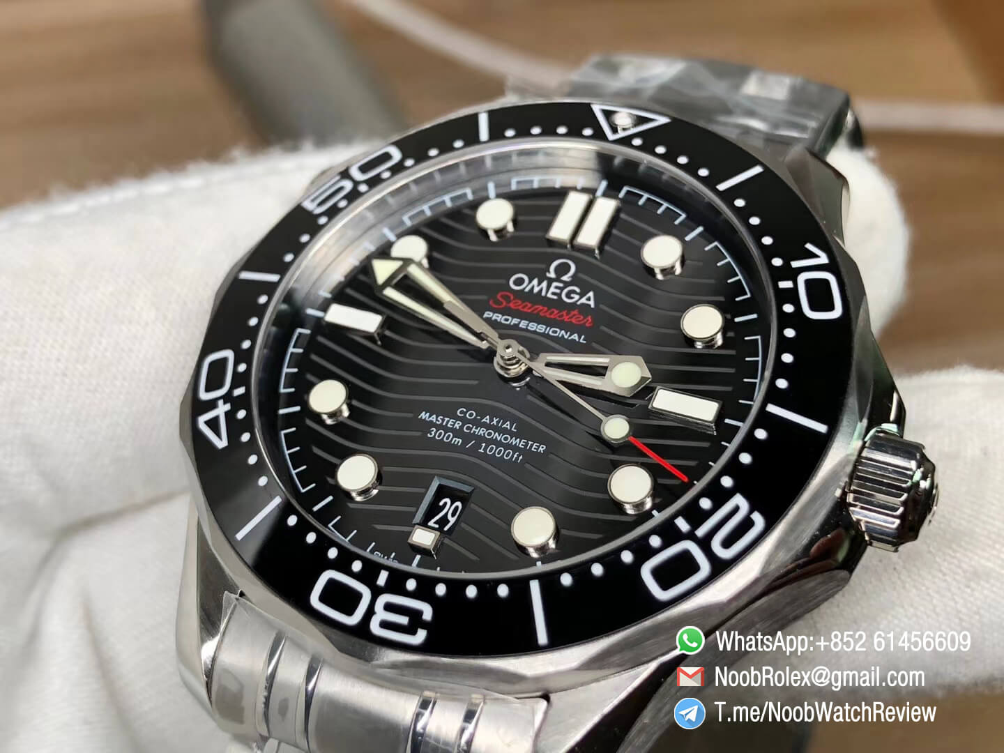 2018 Omega Seamaster Diver 300M Black Ceramic Black Dial on Steel Case Bracelet A8800 with Black Balance Wheel VSF V2 05