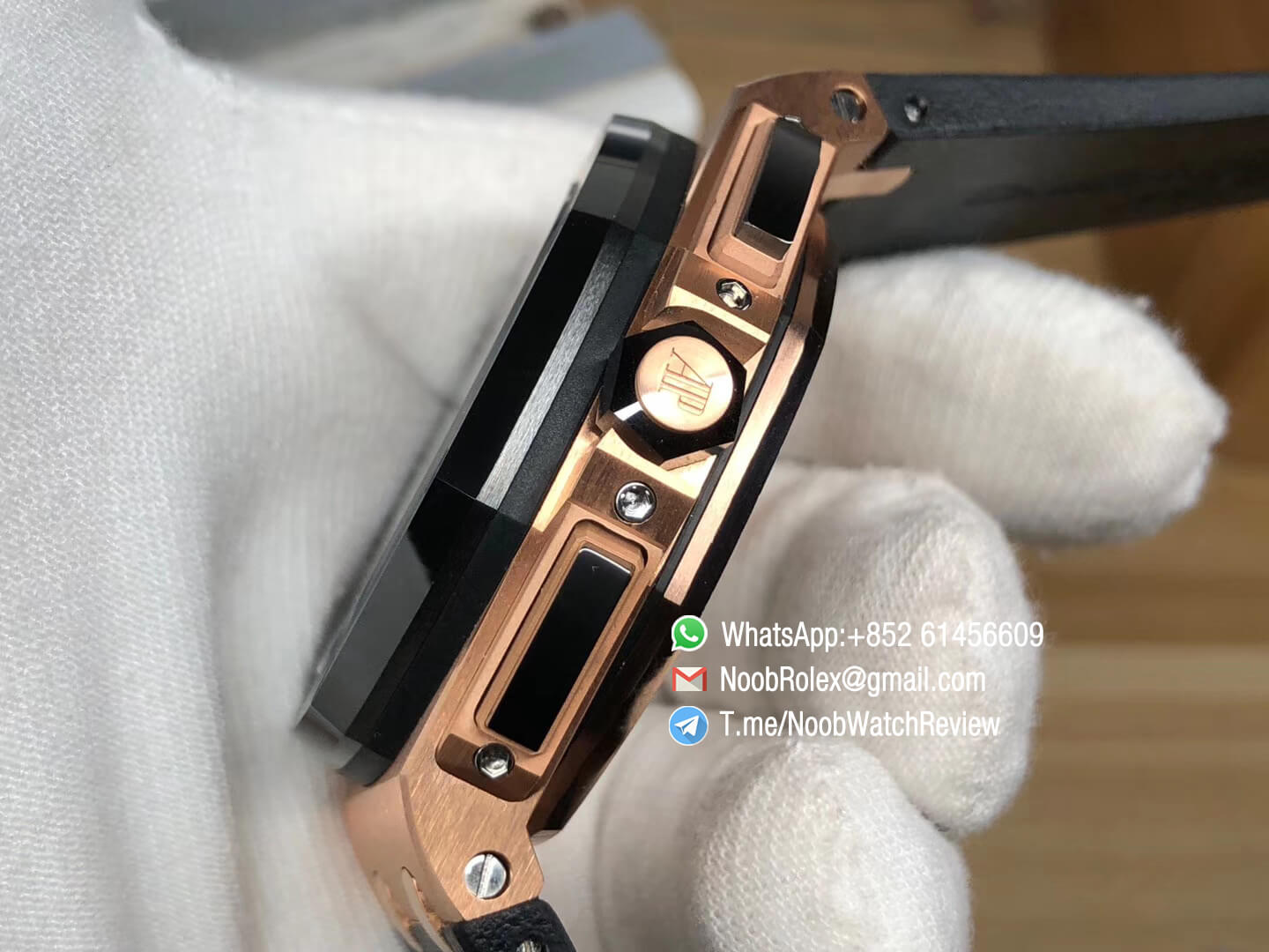 AP Royal Oak Offshore 26401RO 44mm 2017 Black Ceramic Bezel Rose Gold Case on Black Rubber Strap A3126 JF V2 06