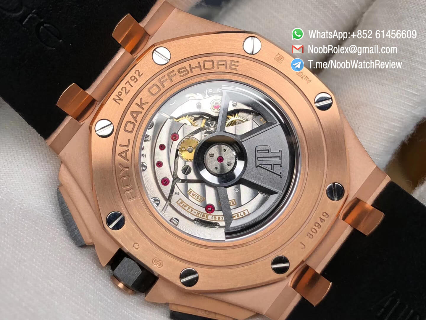 AP Royal Oak Offshore 26401RO 44mm 2017 Black Ceramic Bezel Rose Gold Case on Black Rubber Strap A3126 JF V2 07