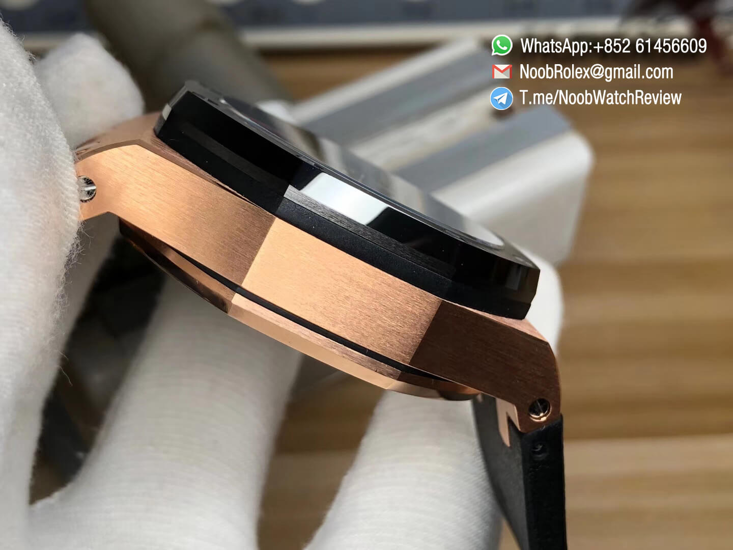 AP Royal Oak Offshore 26401RO 44mm 2017 Black Ceramic Bezel Rose Gold Case on Black Rubber Strap A3126 JF V2 4