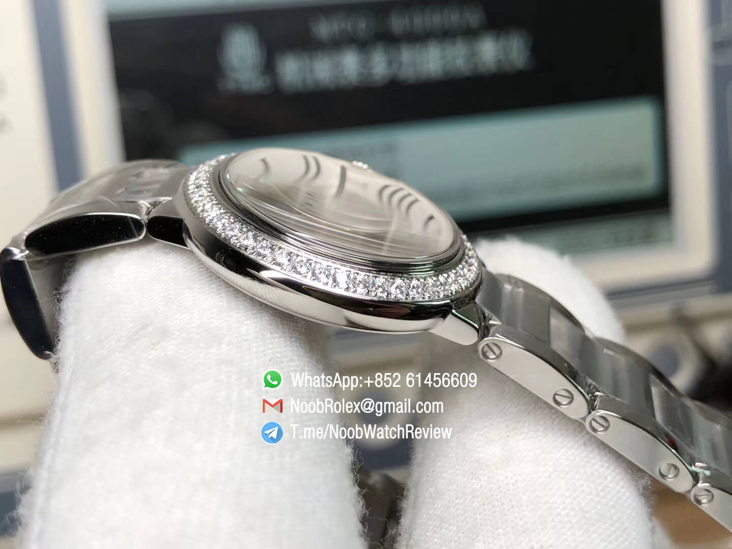 Ballon Bleu 28mm WE9003Z3 for Lady Stainles Steel Case Bracelet White Dial Diamonds Bezel Swis Ronda Quartz V6F 04