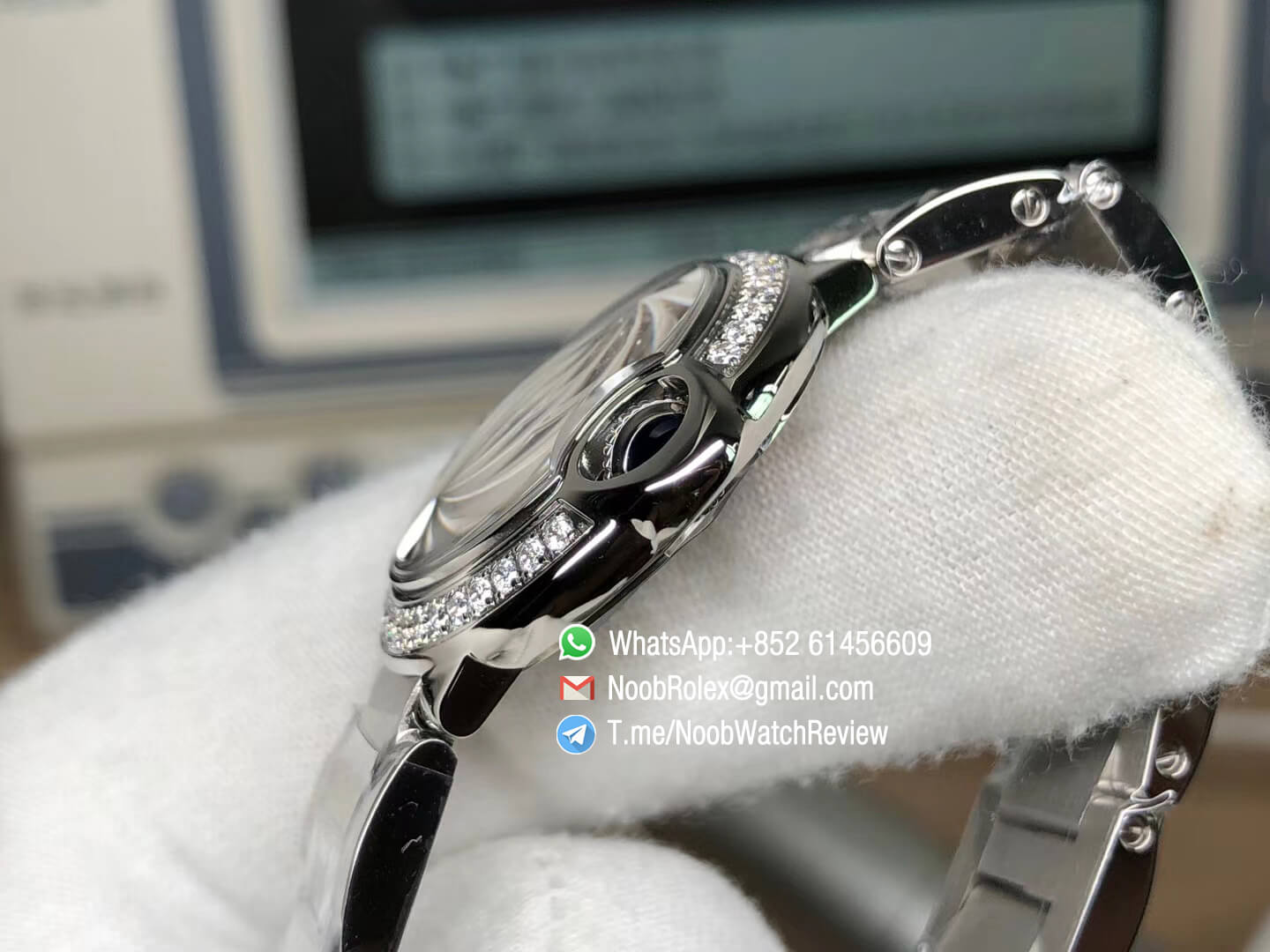 Ballon Bleu 28mm WE9003Z3 for Lady Stainles Steel Case Bracelet White Dial Diamonds Bezel Swis Ronda Quartz V6F 06