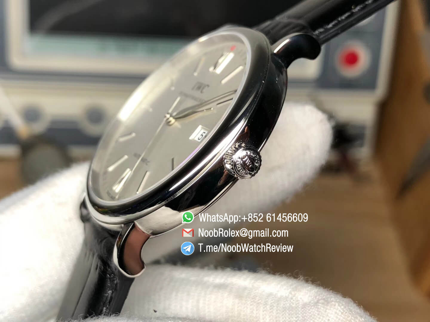 Best Rep IWC Portofino IW356502 Automatic Stainless Steel Case White Dial on Black Leather Strap A2892 MKS 06