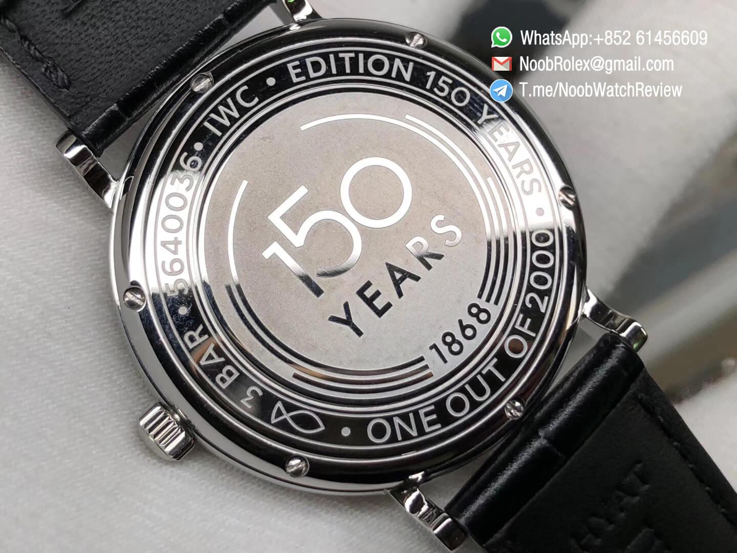 Portofino 150 Years IW356519 White Dial Steel Case on Black Croco Strap Swiss ETA2892 V7F 07