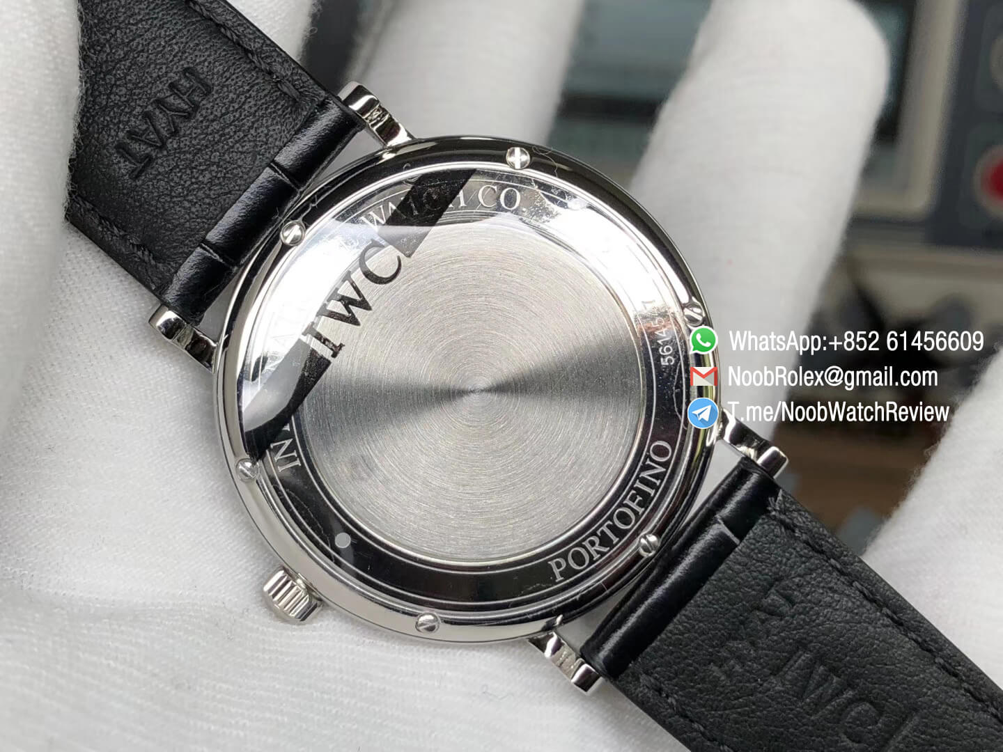 Portofino IW356501 Automatic Stainless Steel Case Black Dial on Black Leather Strap A2892 MKS Sup Clone 07