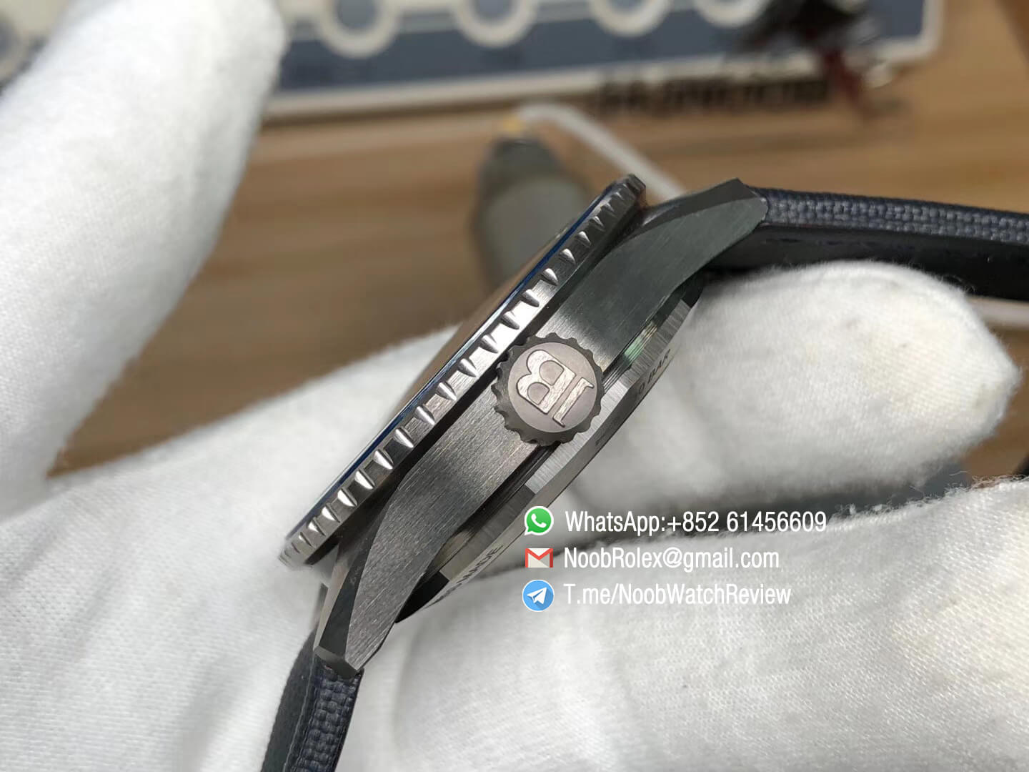 Quality Rep Fifty Fathoms Bathyscaphe Ceramic Case Blue Dial on Blue Sail Canvas Strap A1315 GF Best Edition 06