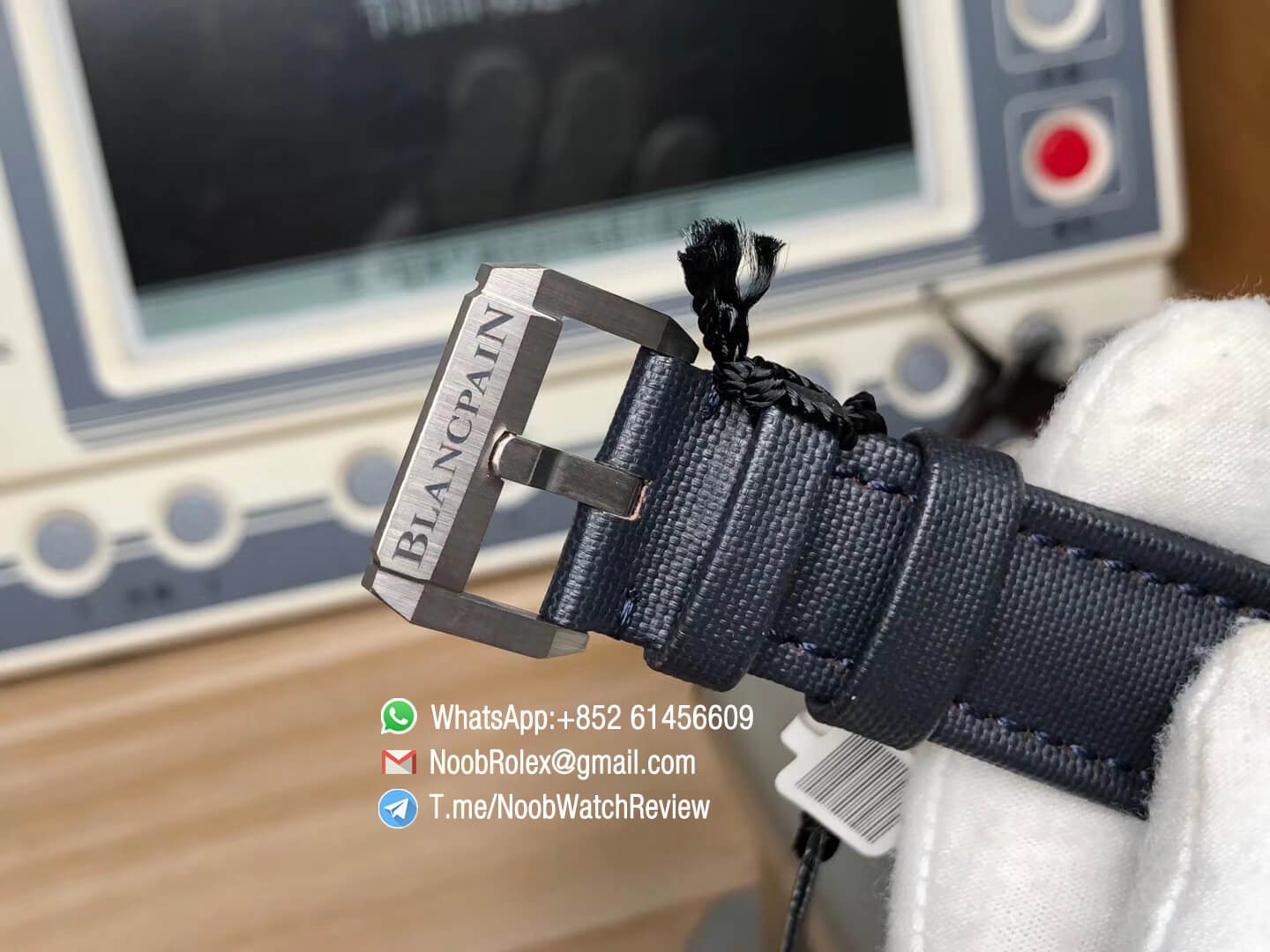 Quality Rep Fifty Fathoms Bathyscaphe Ceramic Case Blue Dial on Blue Sail Canvas Strap A1315 GF Best Edition 08