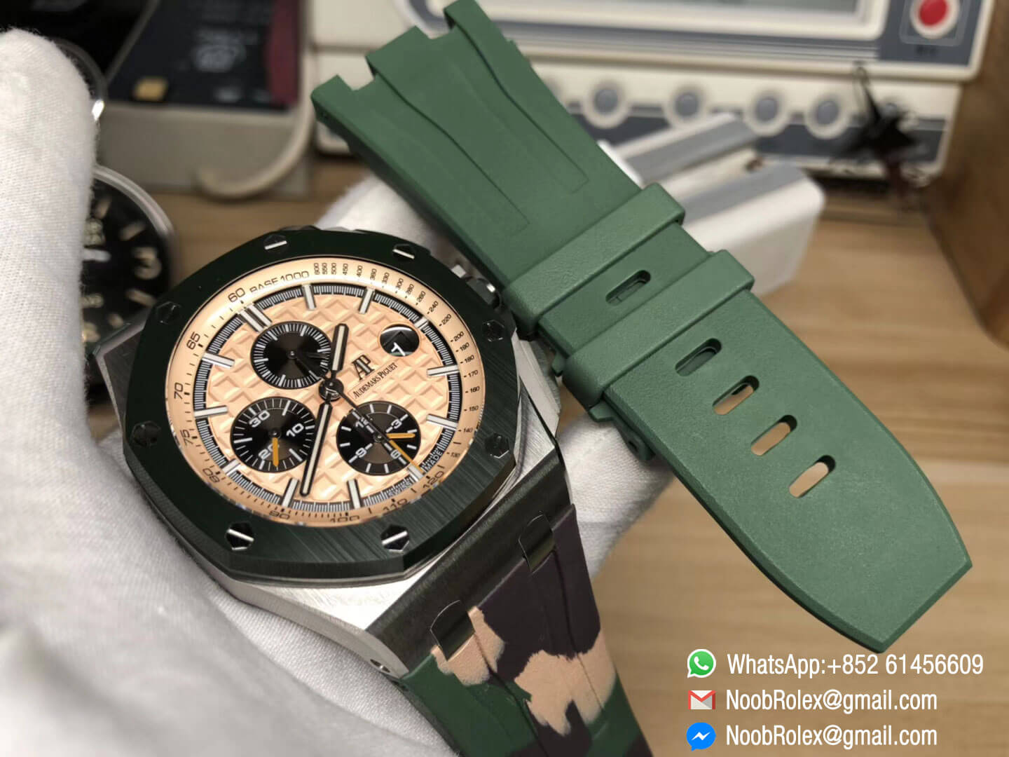 Royal Oak Offshore 2018 SIHH Combat 26400SO 44mm Green Ceramic Bezel on Camo Rubber Strap A3126 JF 2018 Top Rep Watch 09