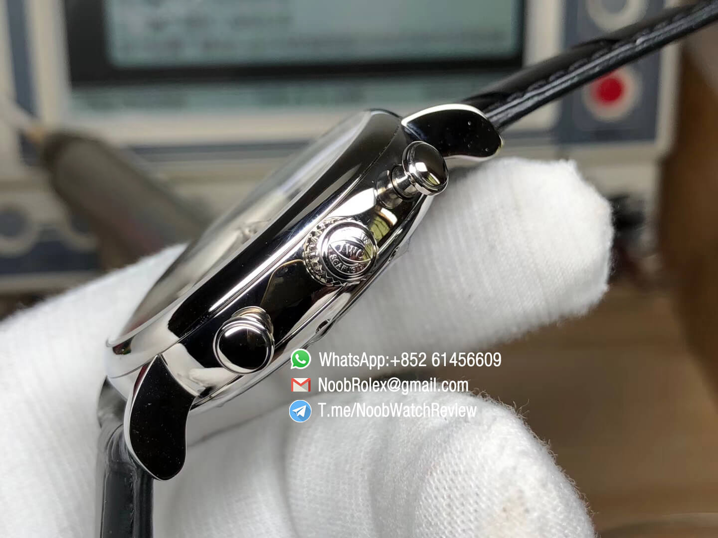 Sup Rep IWC Portofino Chrono IW391008 42mm Automatic Day Date Steel Case Black Dial on Black Leather Strap A7750 06