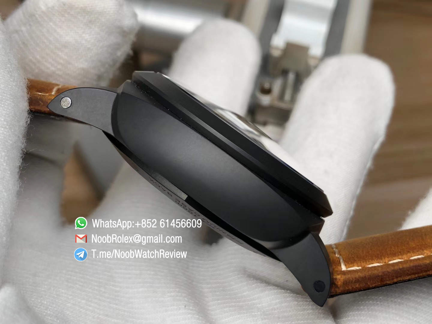 Top Rep PAM00441 Ceramic Case Black Dial on Brown Asso Strap Super Clone P9001 VSF Best Edition V2 04