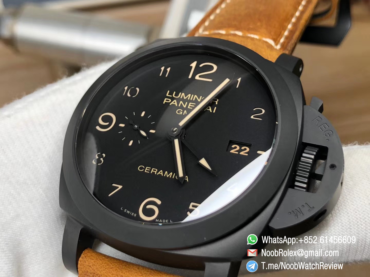 Top Rep PAM00441 Ceramic Case Black Dial on Brown Asso Strap Super Clone P9001 VSF Best Edition V2 05