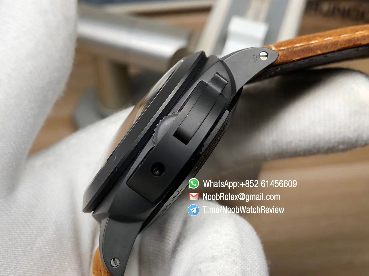 Top Rep PAM00441 Ceramic Case Black Dial on Brown Asso Strap Super Clone P9001 VSF Best Edition V2 06