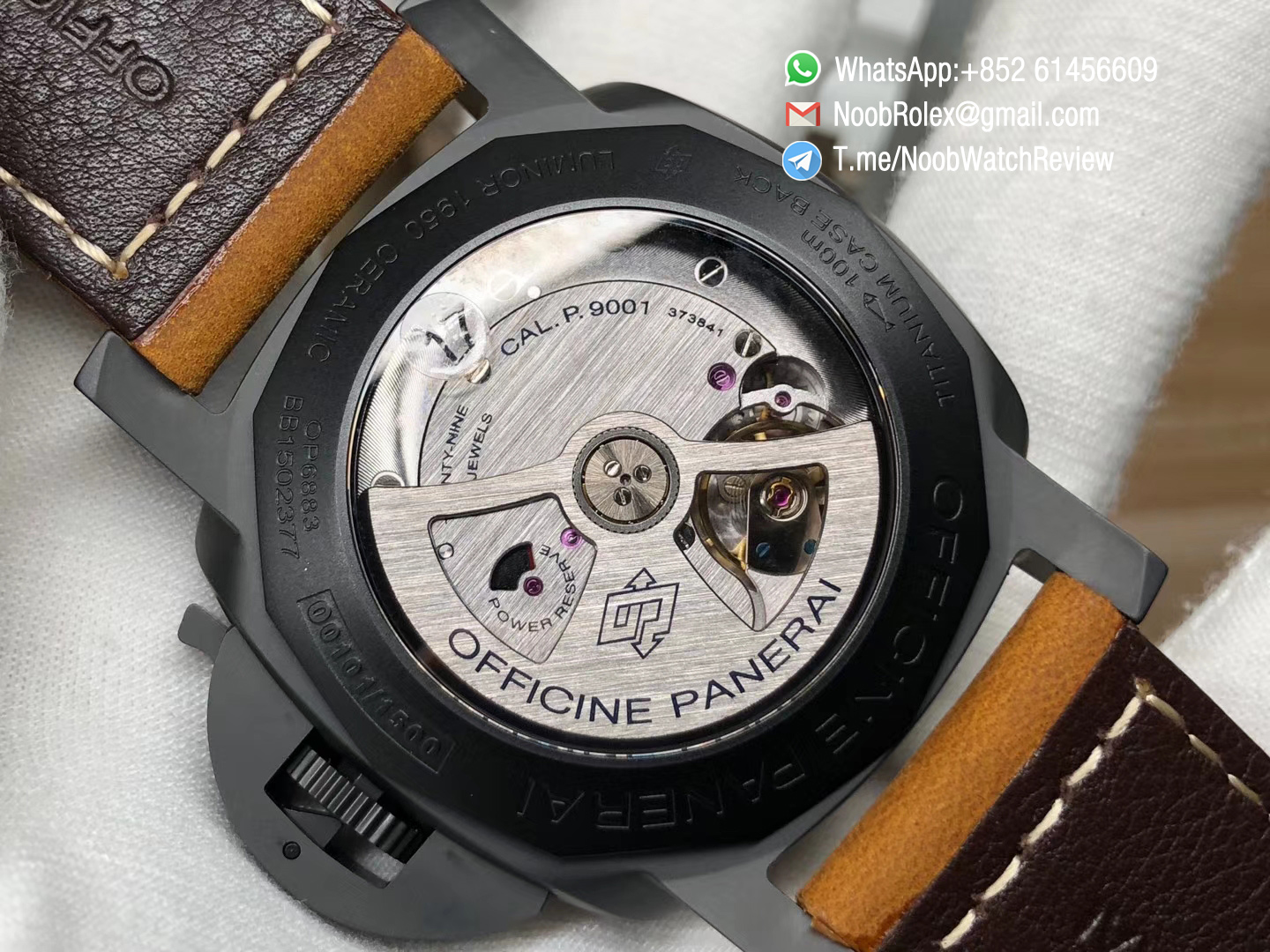 Top Rep PAM00441 Ceramic Case Black Dial on Brown Asso Strap Super Clone P9001 VSF Best Edition V2 07