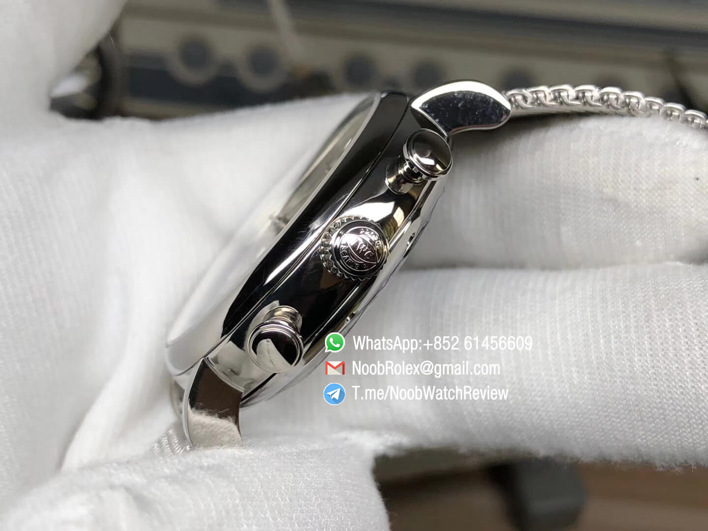 Top Rep Portofino Chronograph IW391009 42mm Steel Case White Dial Day Date on Steel Mesh Bracelet A7750 Automatic 06