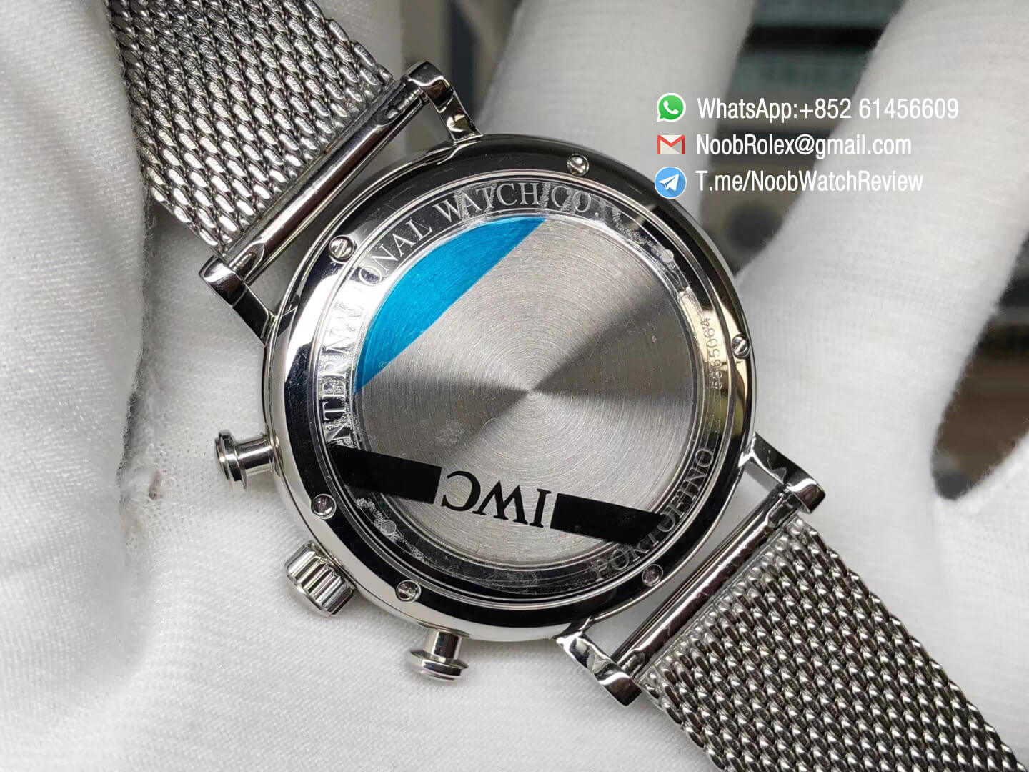 Top Rep Portofino Chronograph IW391009 42mm Steel Case White Dial Day Date on Steel Mesh Bracelet A7750 Automatic 07