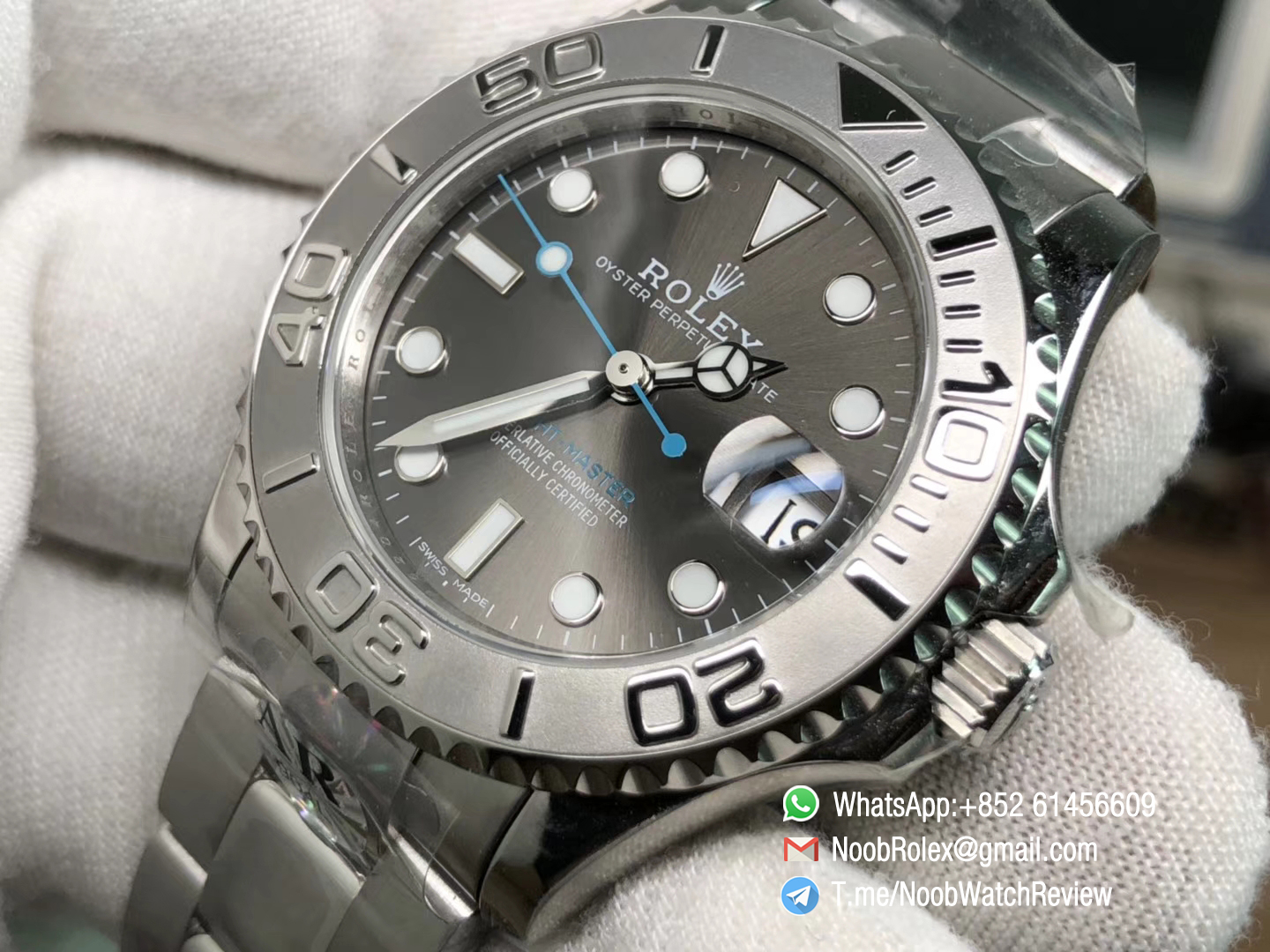 ARF Top Replica Rolexes Yacht Master 268622 Ladies Watch 37mm 904L Steel Case Bracelet Gray Dial A2824 Movement 05