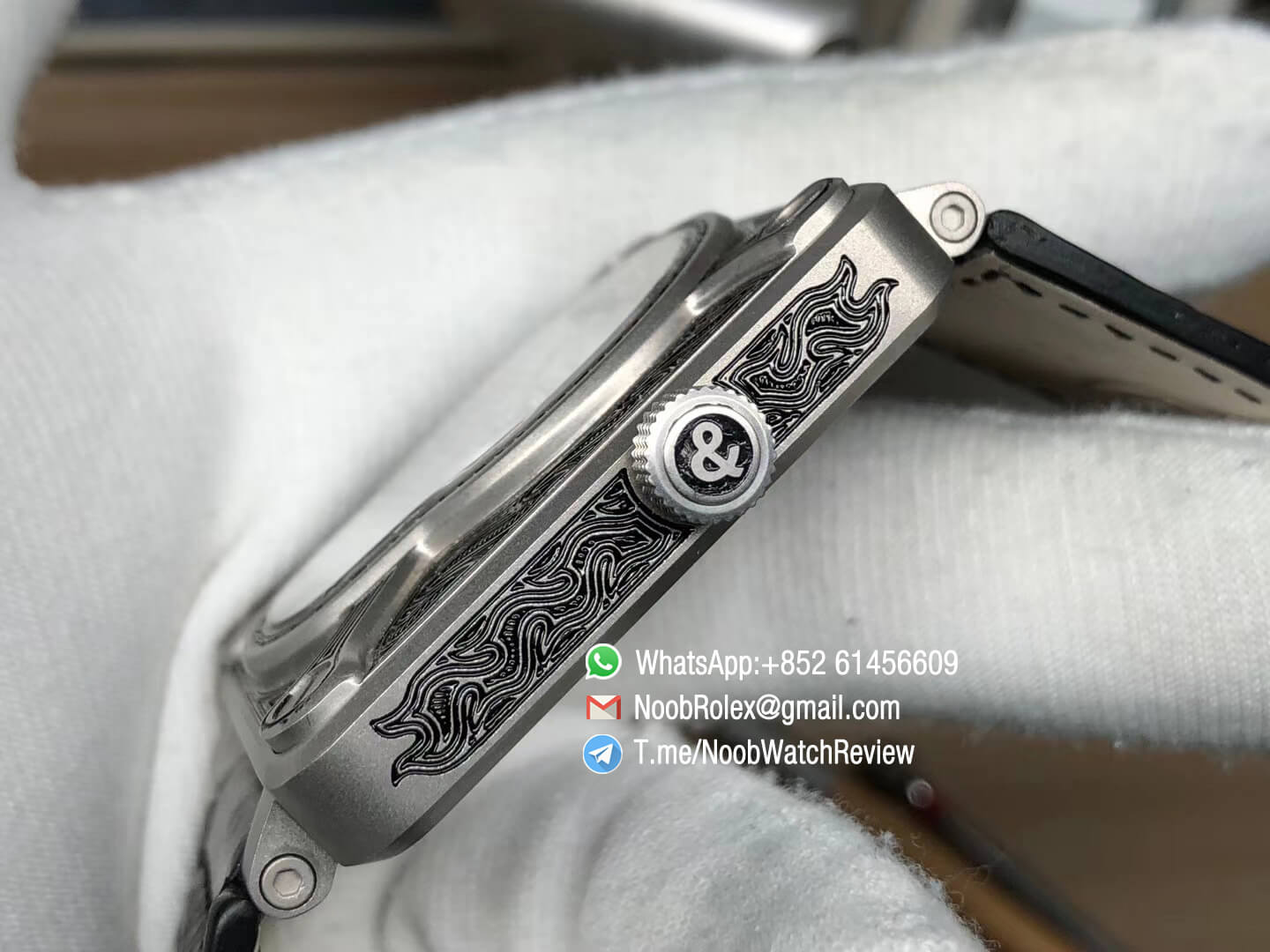 Bell Ross BR01 Silver Case Burning Skull Tattoo Watch Silver Dial on Black Leather Strap MIYOTA 9015 Top Quality Clone 06