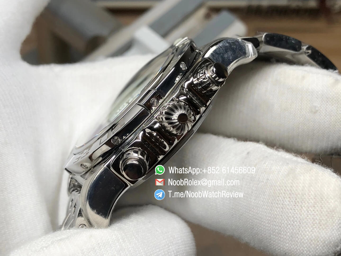 Breitling Chronomat B01 44 Steel Case Bracelet Blue Dial on A7750 Chrono Movement GF High Quality Replica 06