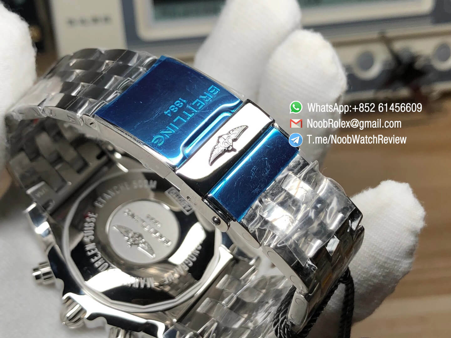 Breitling Chronomat B01 44 Steel Case Bracelet Blue Dial on A7750 Chrono Movement GF High Quality Replica 08