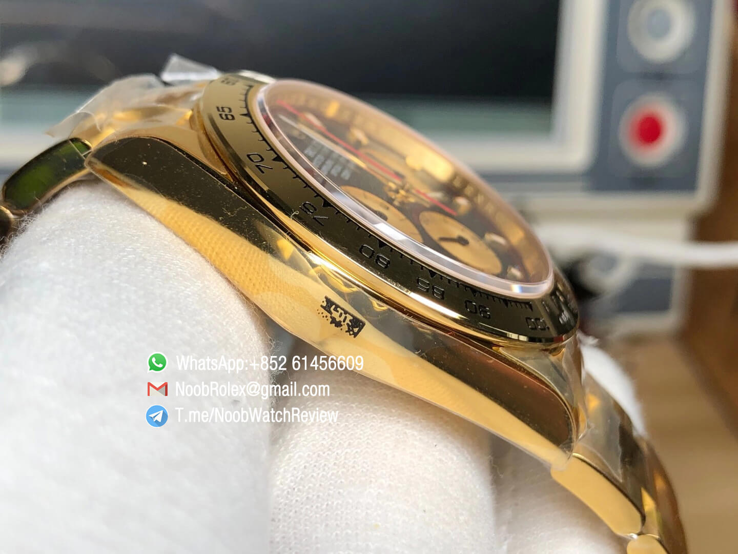 Noob Rolex Daytona 116508 Paul Newman 18K Yellow Gold Plated on 904L Steel Case and Bracelet Black Gold Dial SA4130 V3 04