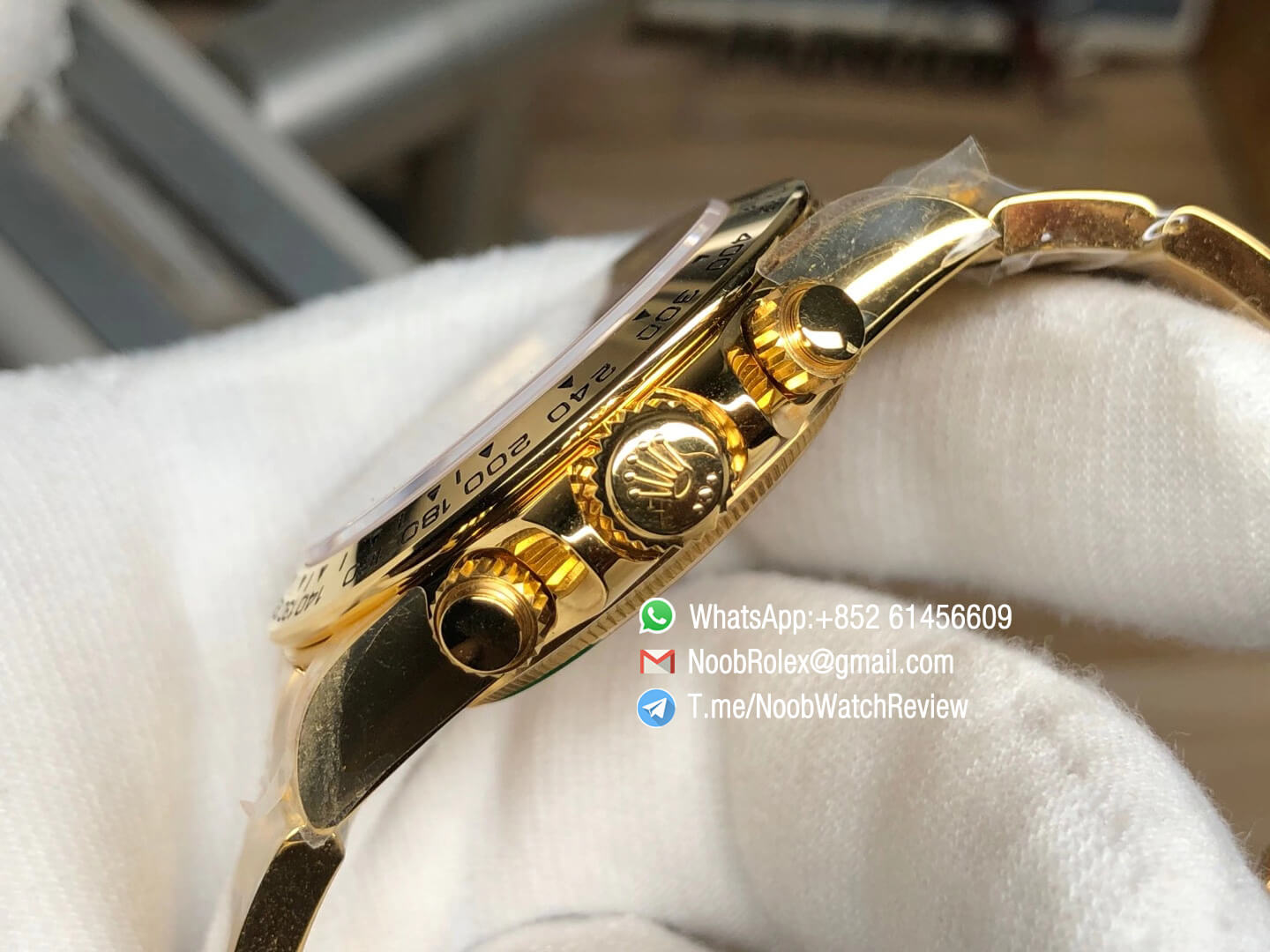 Noob Rolex Daytona 116508 Paul Newman 18K Yellow Gold Plated on 904L Steel Case and Bracelet Black Gold Dial SA4130 V3 06