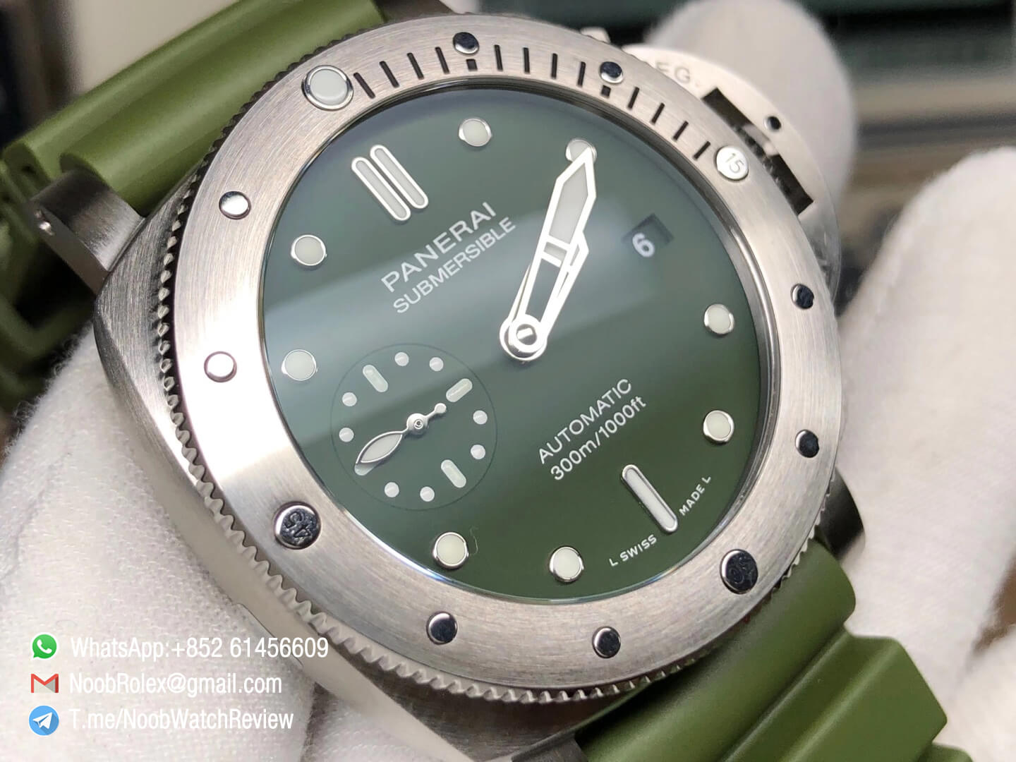Panerai PAM 1055 PAM1055 Luminor Submersible Firenze 42mm Verde Militare VSF Edition on Green Rubber Strap P900 Clone Movement 03
