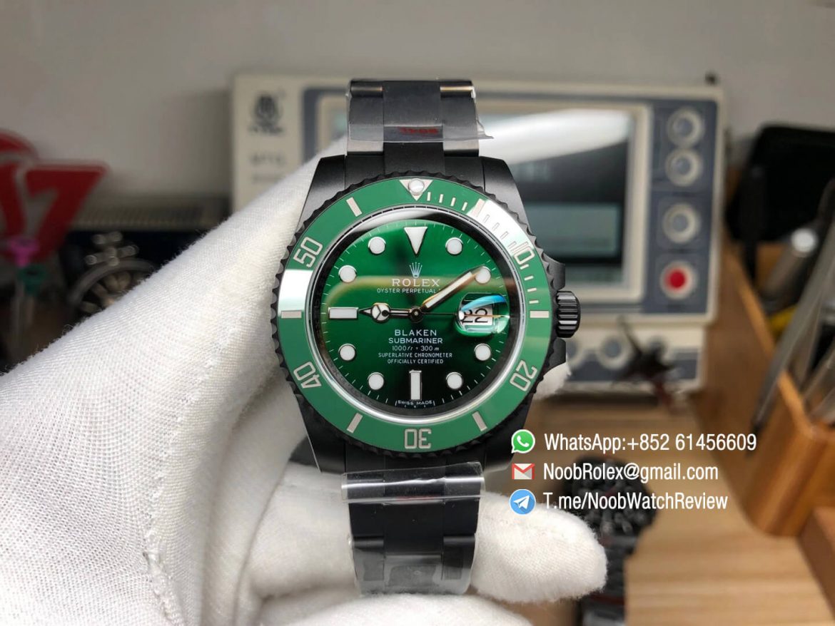 Rolex Submariner Blaken Green Style Black PVD Case Bracelet Green Dial Green Ceramic Bezel A2836 OXF Top Quality RepRolex 01