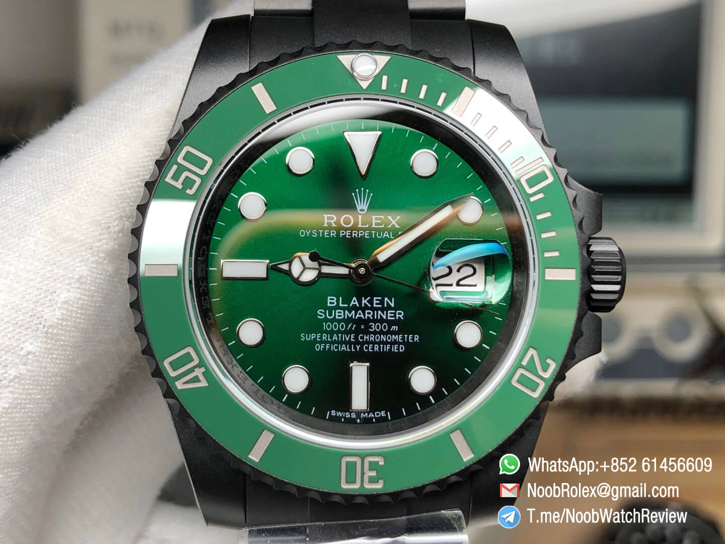 Rolex Submariner Blaken Green Style Black PVD Case Bracelet Green Dial Green Ceramic Bezel A2836 OXF Top Quality RepRolex 02