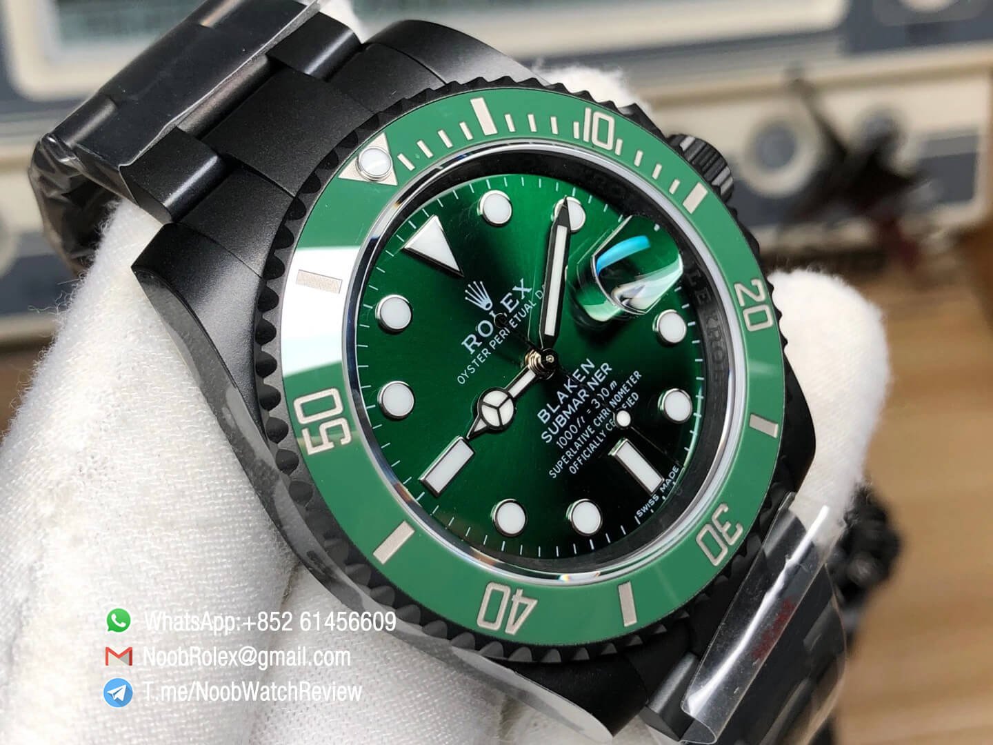Rolex Submariner Blaken Green Style Black PVD Case Bracelet Green Dial Green Ceramic Bezel A2836 OXF Top Quality RepRolex 03