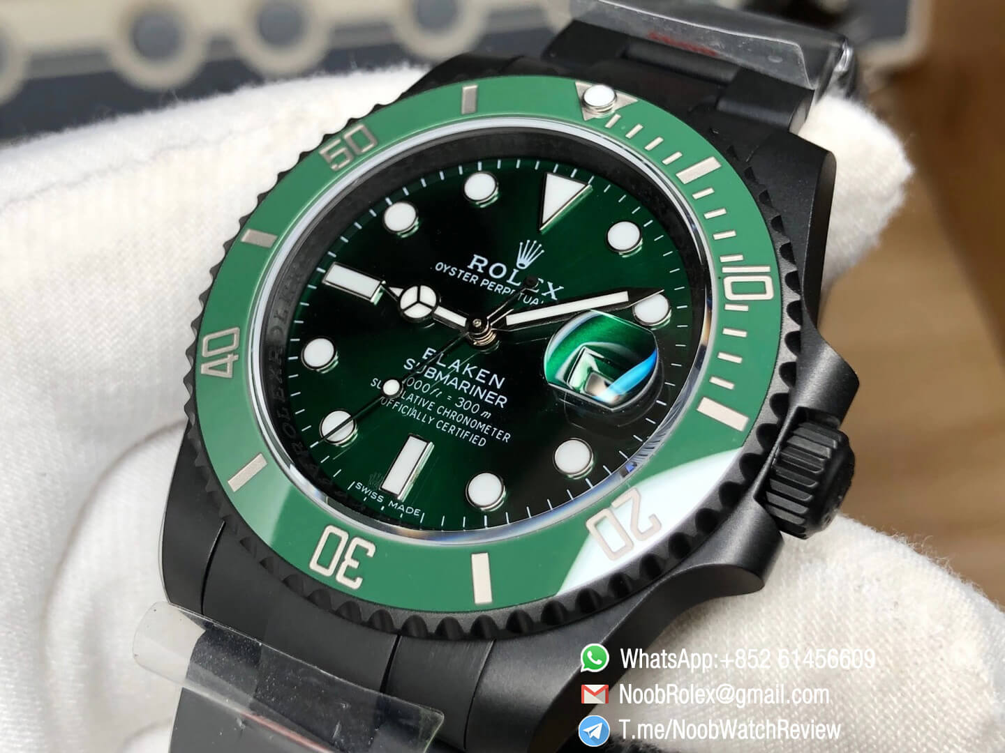 Rolex Submariner Blaken Green Style Black PVD Case Bracelet Green Dial Green Ceramic Bezel A2836 OXF Top Quality RepRolex 05