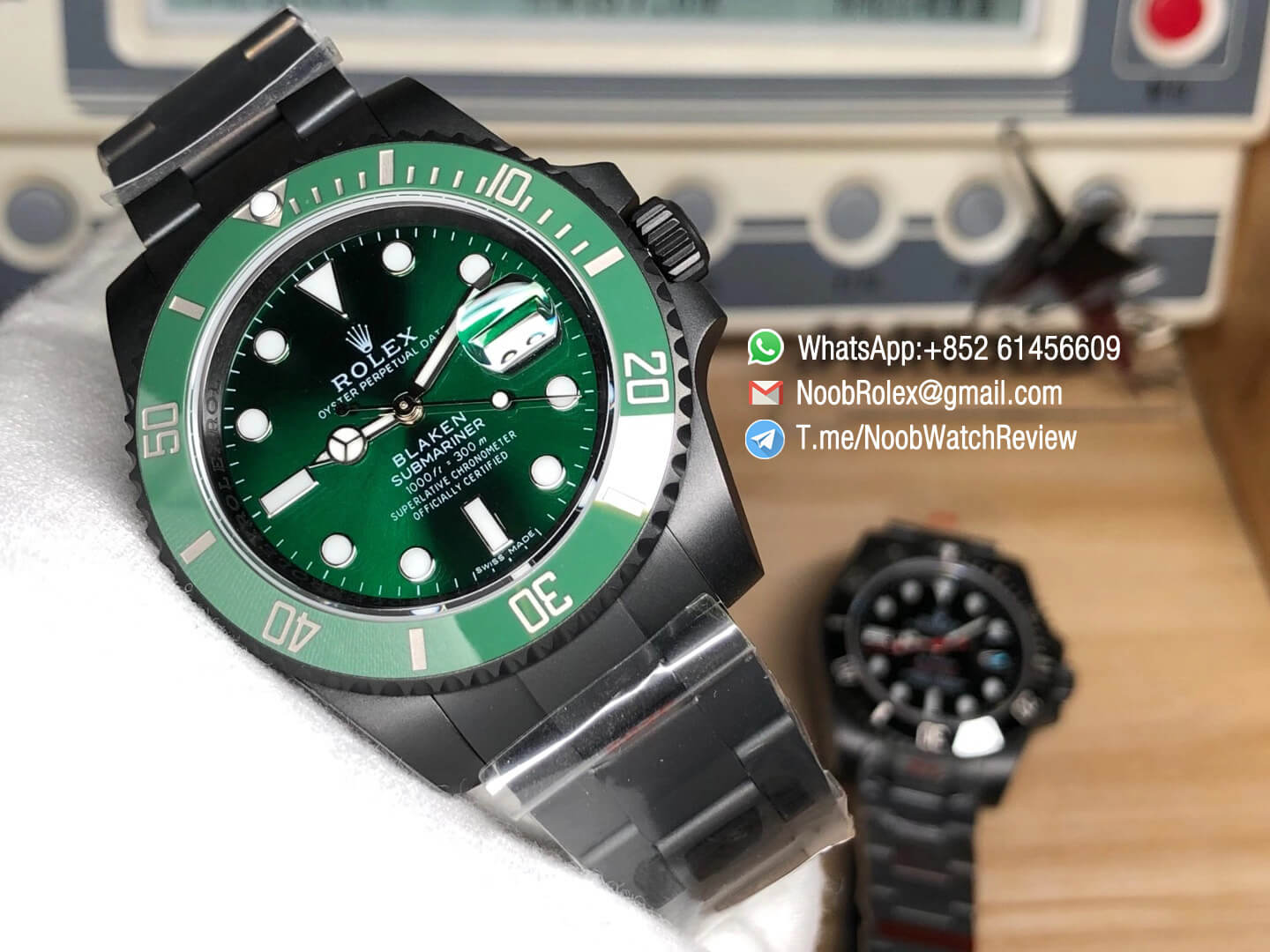 Rolex Submariner Blaken Green Style Black PVD Case Bracelet Green Dial Green Ceramic Bezel A2836 OXF Top Quality RepRolex 09