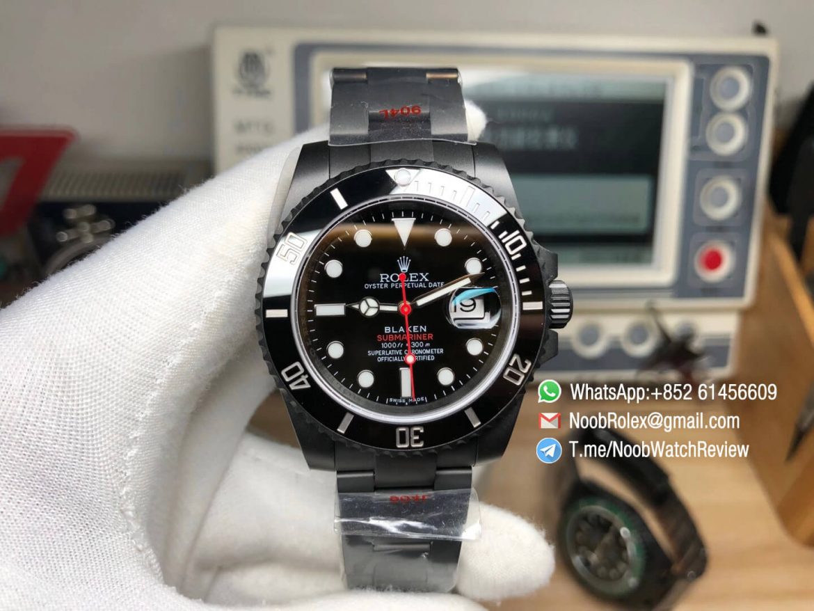 Rolex Submariner Blaken Single Red Black PVD Case Bracelet Black Dial OXF Best Replica Customized Watch 01