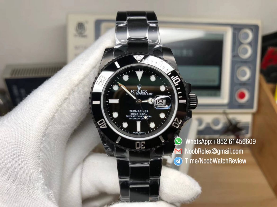 Rolex Submariner Full Black DLC Plated on Soild 316L Steel Case Bracelet Black Bezel Black Dial A2836 High Clone 01