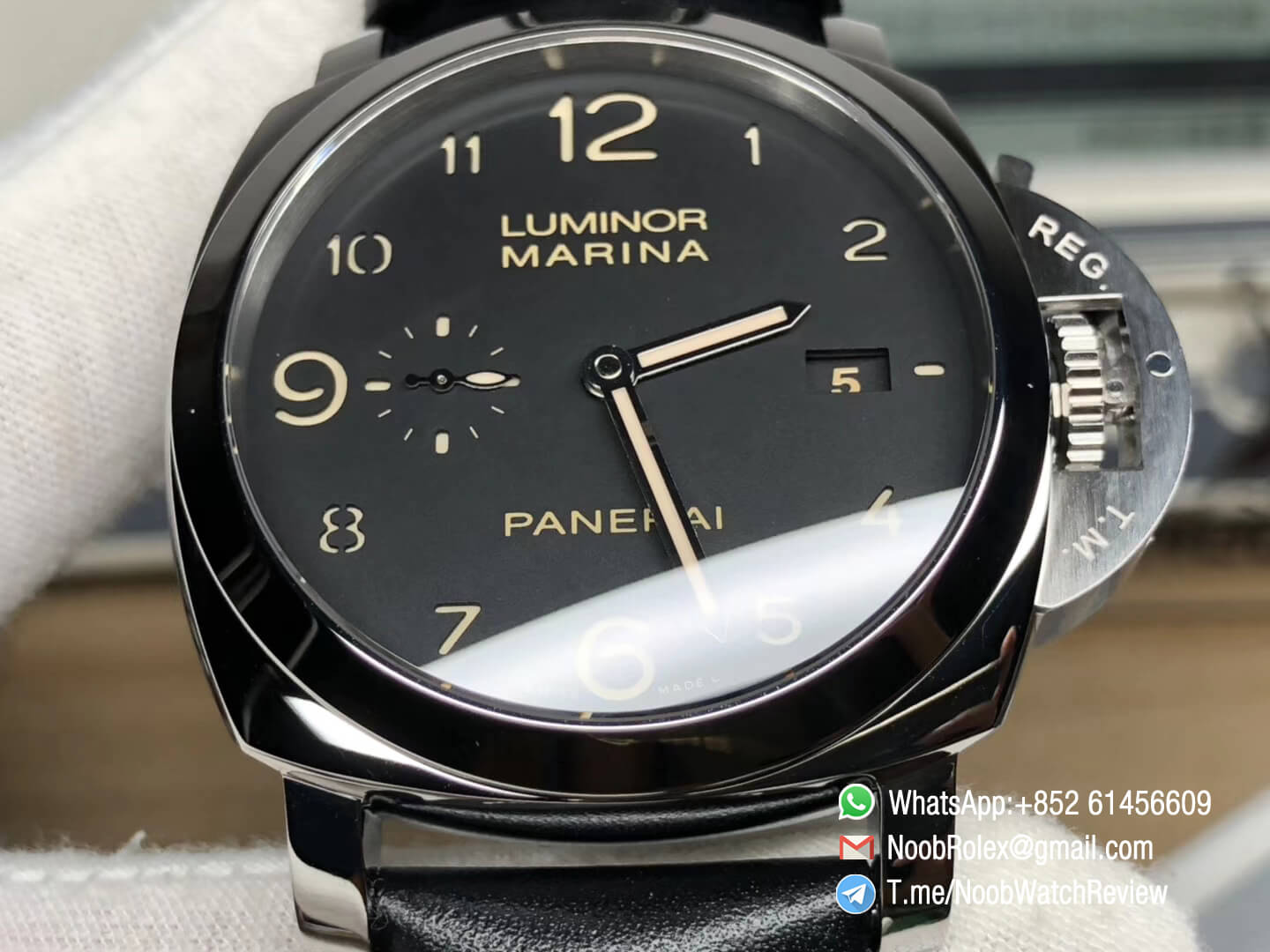 Super Copy Panerai Luminor Marina PAM00359 Steel Case Black Dial with Black Leather Strap P9000 VSF Super Clone V2 03