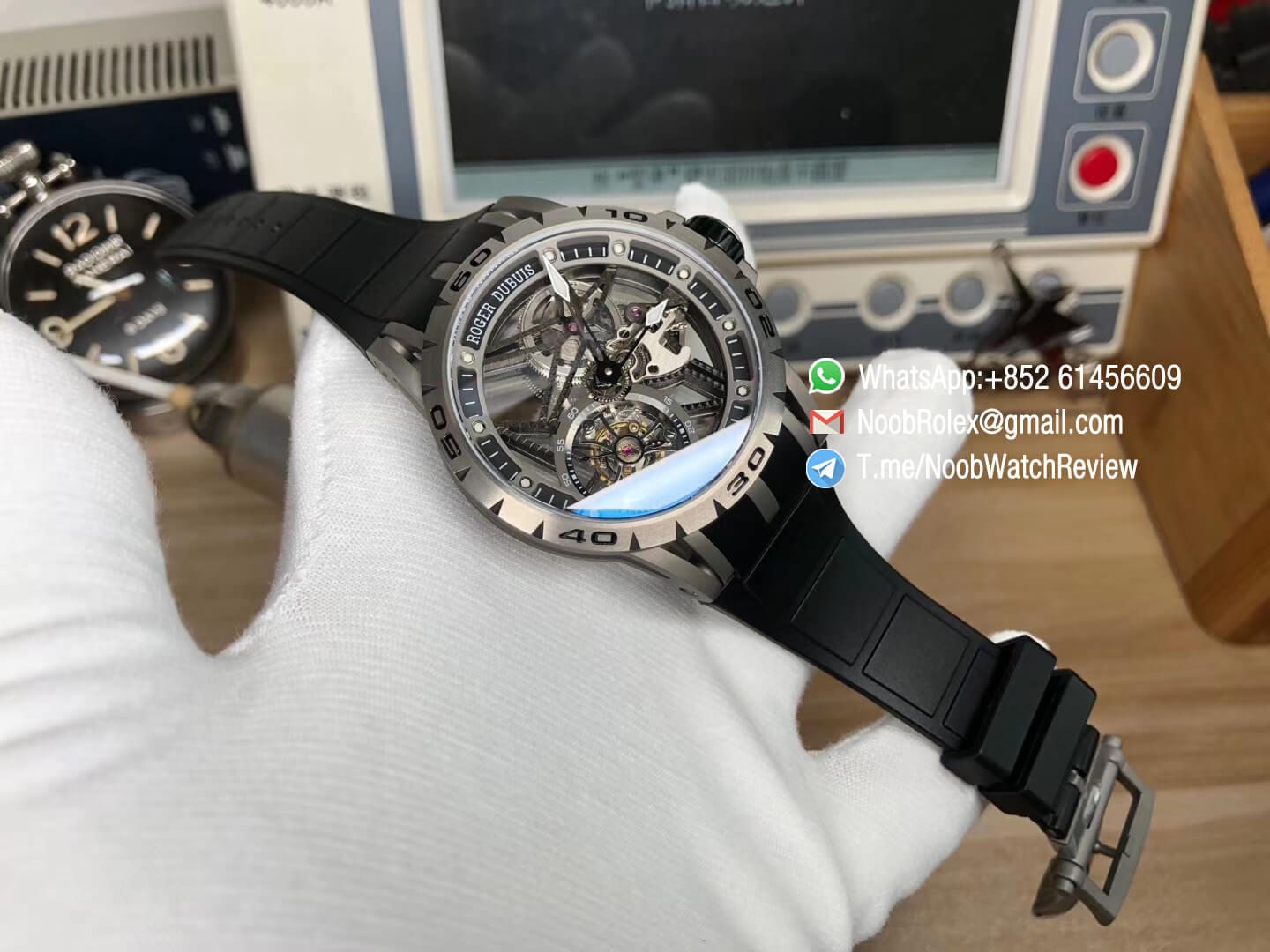 BBR Factory Roger Dubuis Excalibur Rddbex0392 Steel Case Skeleton Dial on Black Leather Strap A2136 Tourbillon 09