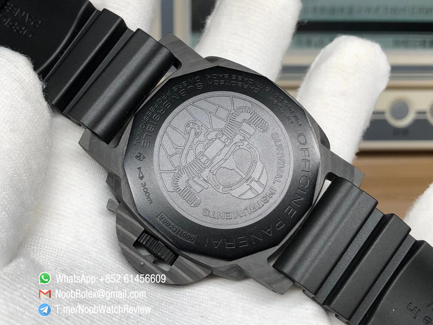 VSF Panerai Submersible PAM 00979 PAM00979 Survival Instruments Carbotech Case Carbon Dial on Black Rubber Strap P9010 Clone 07