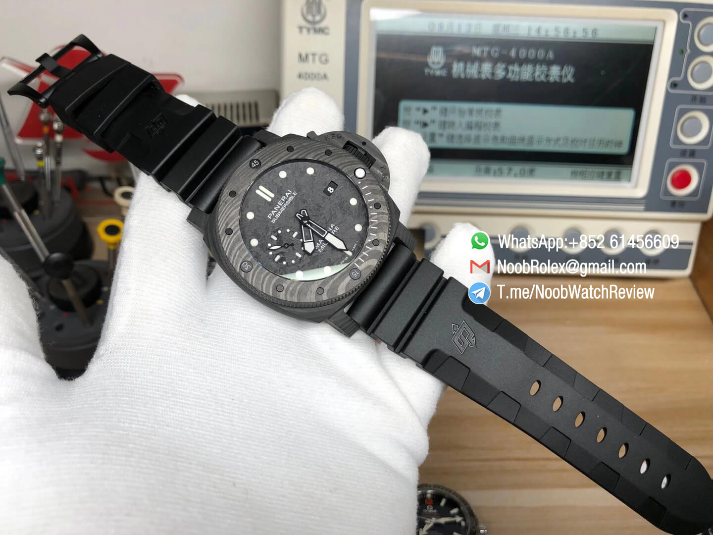 VSF Panerai Submersible PAM 00979 PAM00979 Survival Instruments Carbotech Case Carbon Dial on Black Rubber Strap P9010 Clone 09