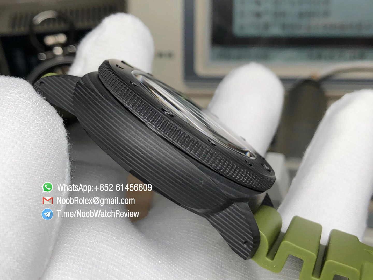 VSF Superclone Panerai Submersible PAM00961 Carbotech Case Carbon Texture Dialon Green Rubber Strap P9010 Clone Movement 04